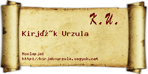 Kirják Urzula névjegykártya
